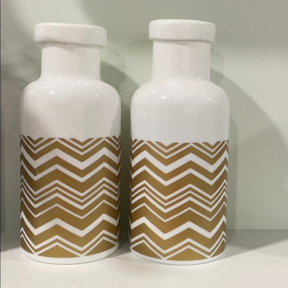 Hobby Lobby White & Gold Chevron Decorative Vases